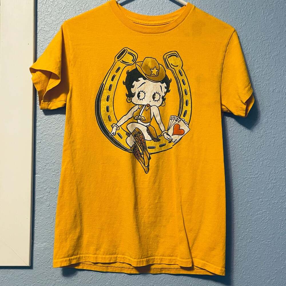 Fleischer Studios Betty Boop Rope My Heart Cowgirl Yellow T-Shirt